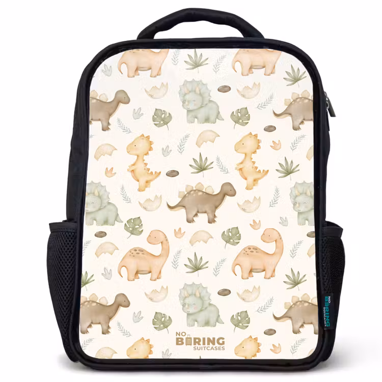 Kinderrucksack - Schwarz - Dino-Muster in Pastellfarben — 1