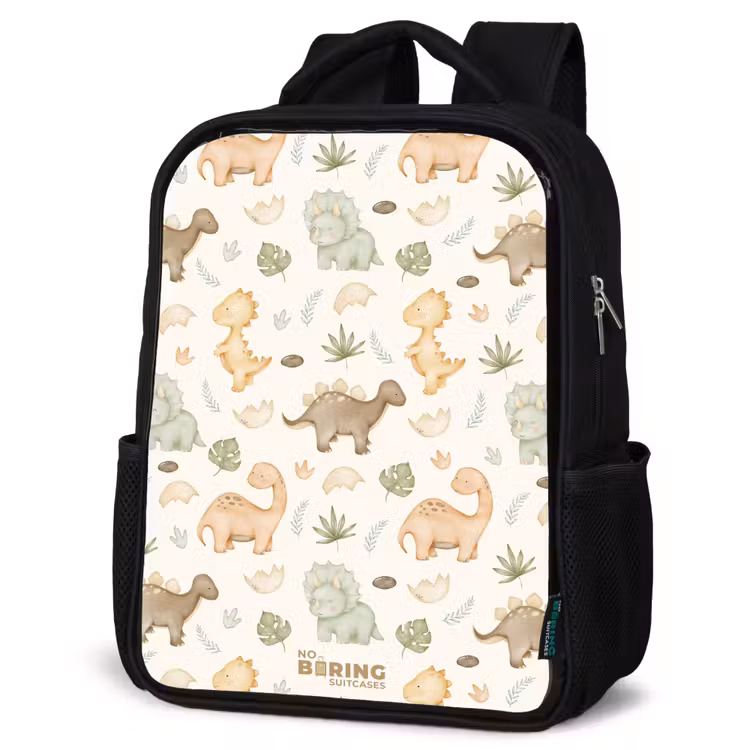Kinderrucksack - Schwarz - Dino-Muster in Pastellfarben — 4