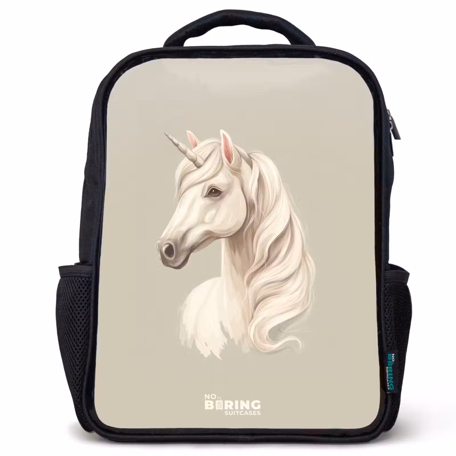 Kinderrucksack - Schwarz - Einhorn in neutralen Farben — 1