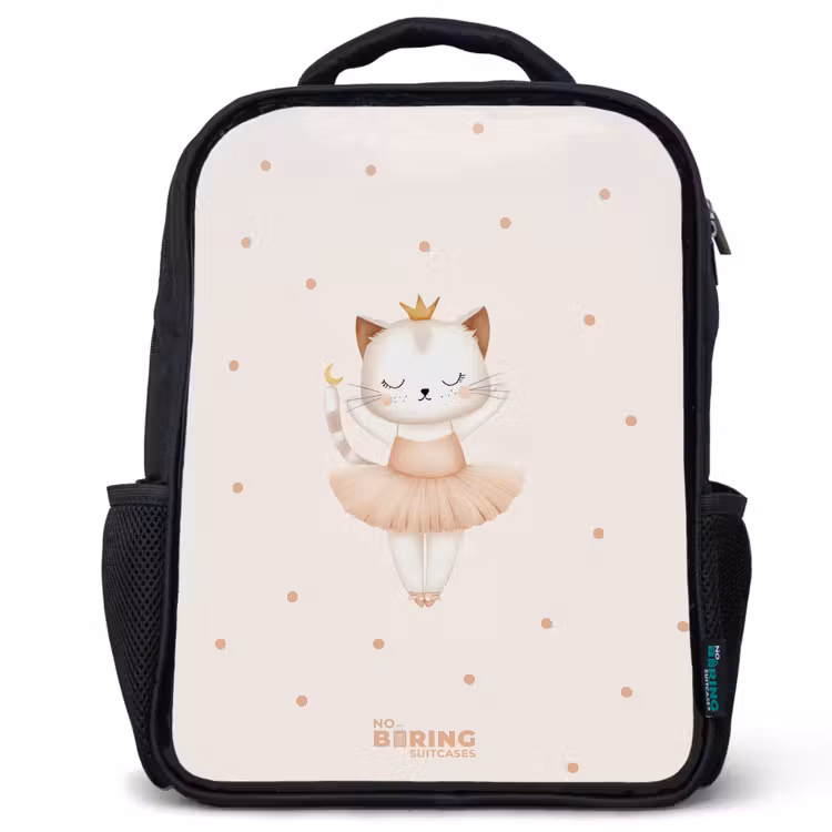 Kinderrucksack - Schwarz - Ballerina-Kätzchen in Beigetönen — 1