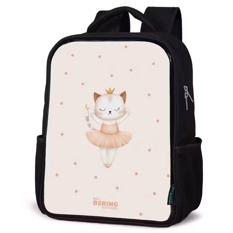 Kinderrucksack - Schwarz - Ballerina-Kätzchen in Beigetönen — 4