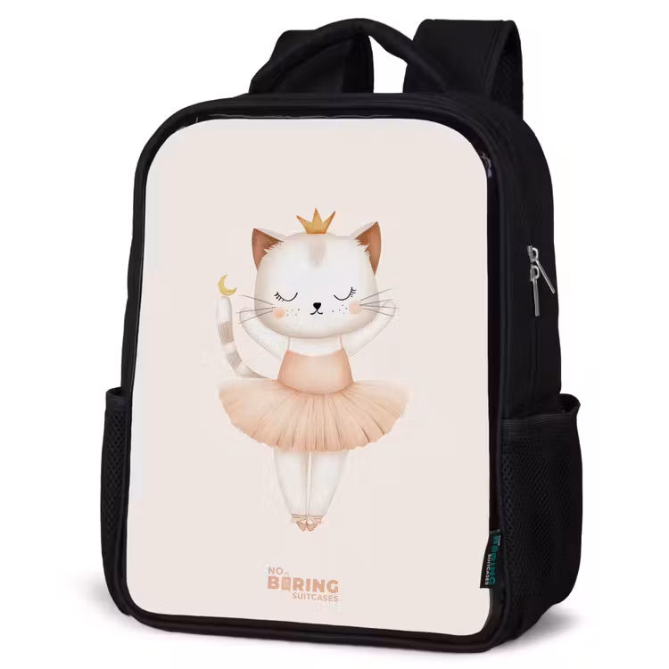 Kinderrucksack - Schwarz - Ballerina-Kätzchen in Beigetönen — 4