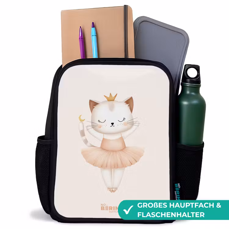 Kinderrucksack - Schwarz - Ballerina-Kätzchen in Beigetönen — 8