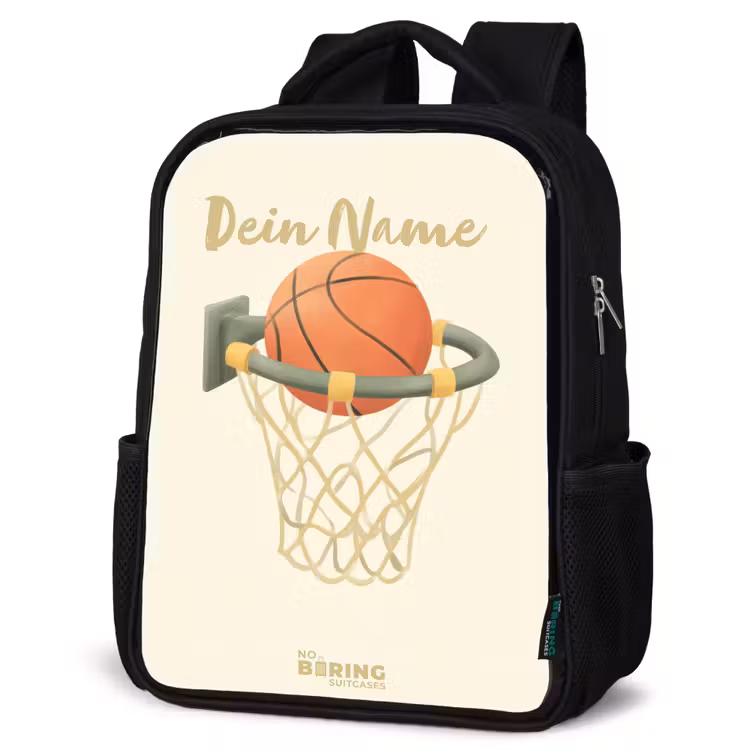 Kinderrucksack - Schwarz - Basketball in neutralen Farben — 4