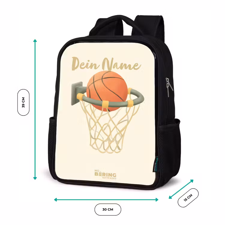 Kinderrucksack - Schwarz - Basketball in neutralen Farben — 6
