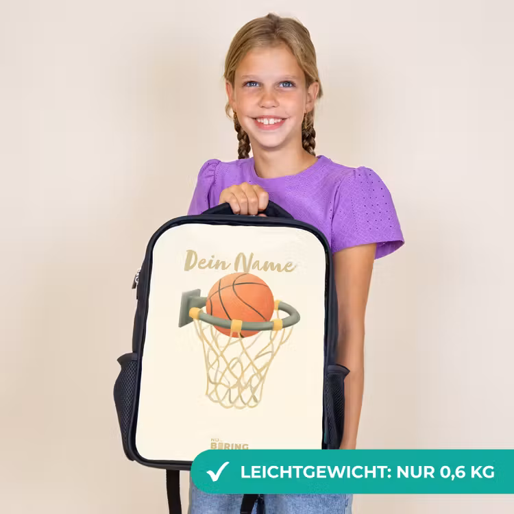 Kinderrucksack - Schwarz - Basketball in neutralen Farben — 7