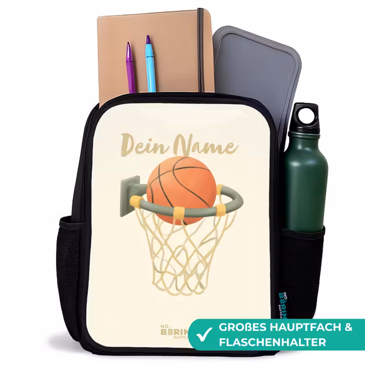 Kinderrucksack - Schwarz - Basketball in neutralen Farben — 8