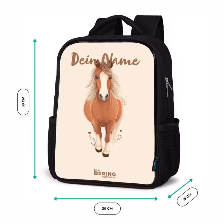 Kinderrucksack - Schwarz - Braunes Pferd im Galopp — 6