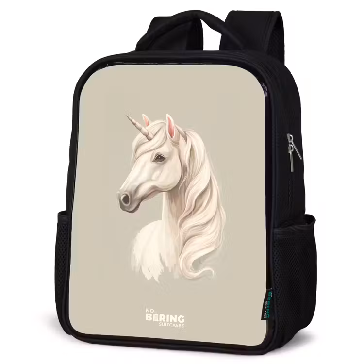 Kinderrucksack - Schwarz - Einhorn in neutralen Farben — 4
