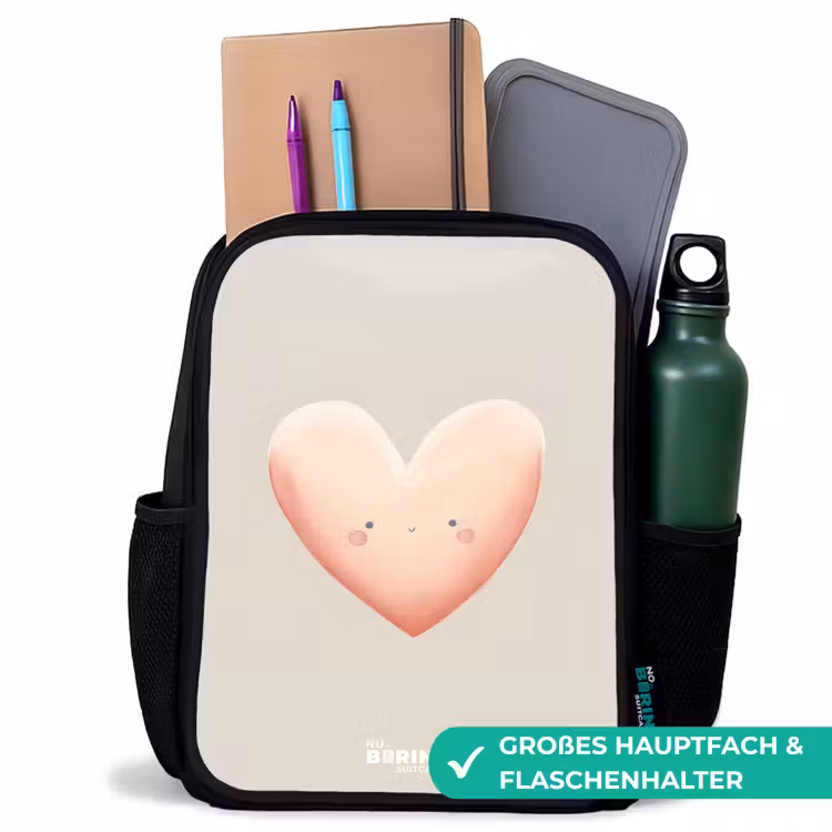 Kinderrucksack - Schwarz - Herz in Pastellfarben — 8