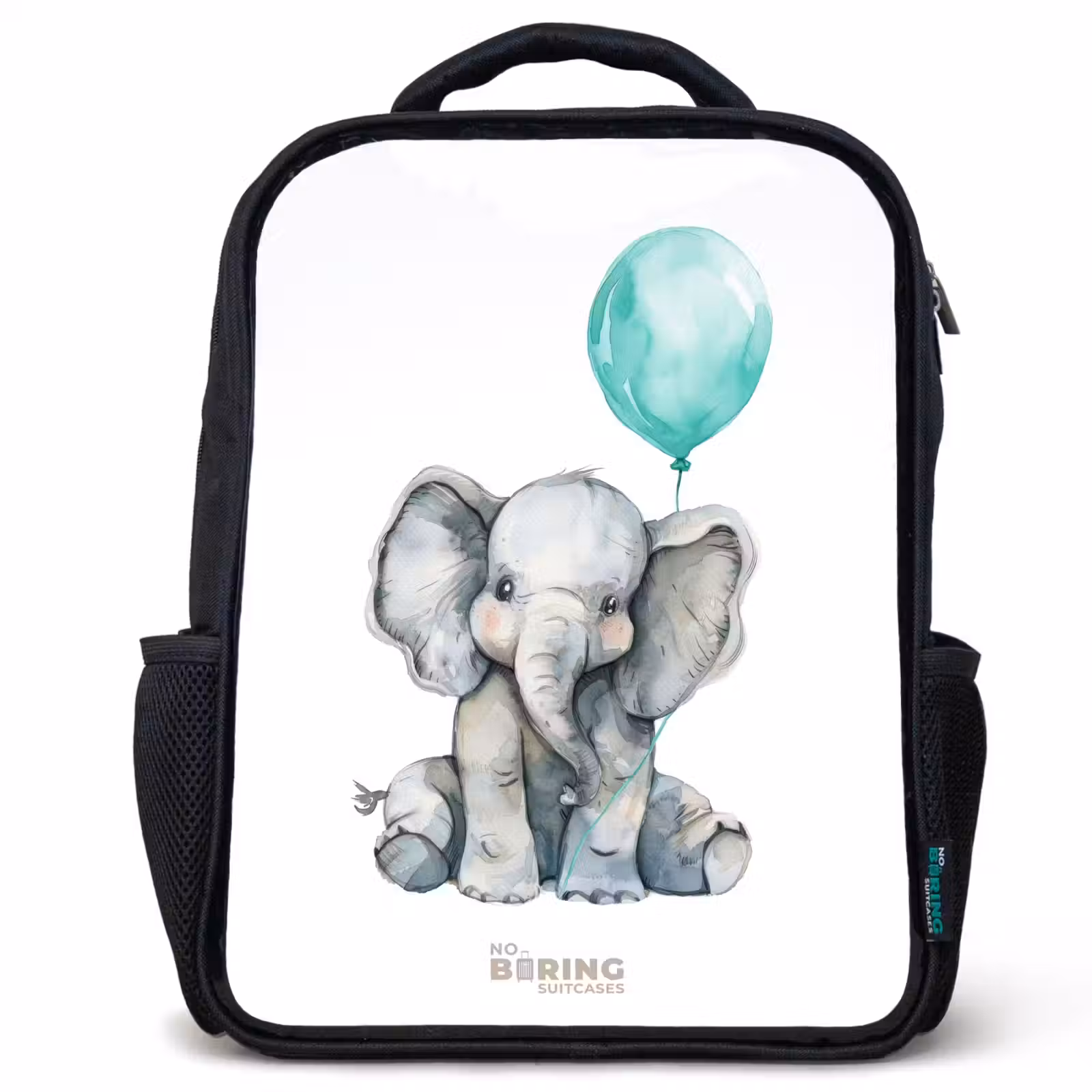 Kinderrucksack - Schwarz - Elefant mit blauem Luftballon — 1