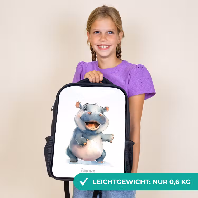 Kinderrucksack - Schwarz - Baby-Nilpferd — 7
