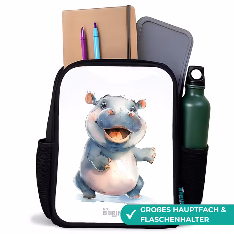 Kinderrucksack - Schwarz - Baby-Nilpferd — 8