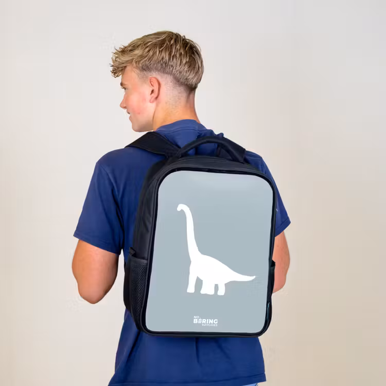 Kinderrucksack - Schwarz - Blau mit Brachiosaurus-Dino — 3