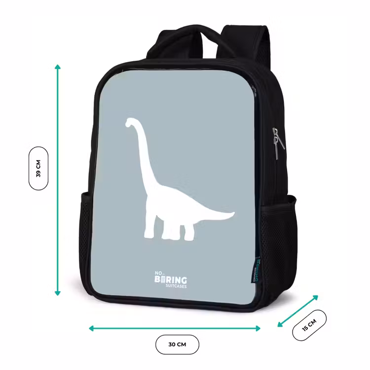 Kinderrucksack - Schwarz - Blau mit Brachiosaurus-Dino — 6