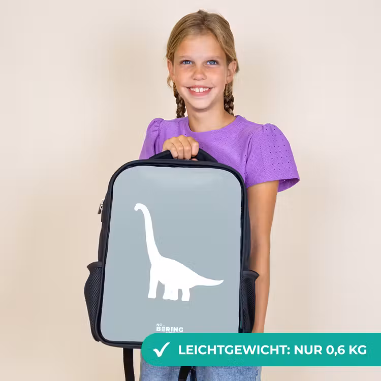 Kinderrucksack - Schwarz - Blau mit Brachiosaurus-Dino — 7