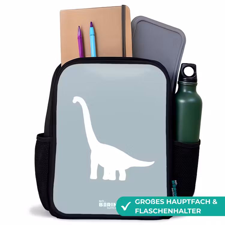 Kinderrucksack - Schwarz - Blau mit Brachiosaurus-Dino — 8