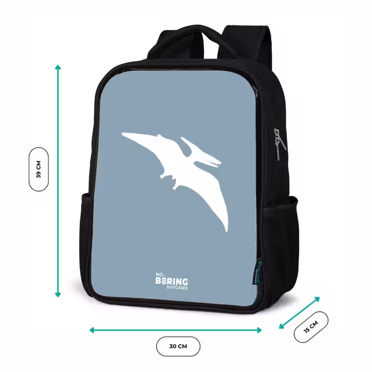 Kinderrucksack - Schwarz - Blau mit Pteranodon-Dino — 6