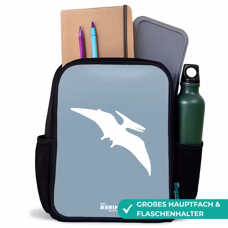 Kinderrucksack - Schwarz - Blau mit Pteranodon-Dino — 8
