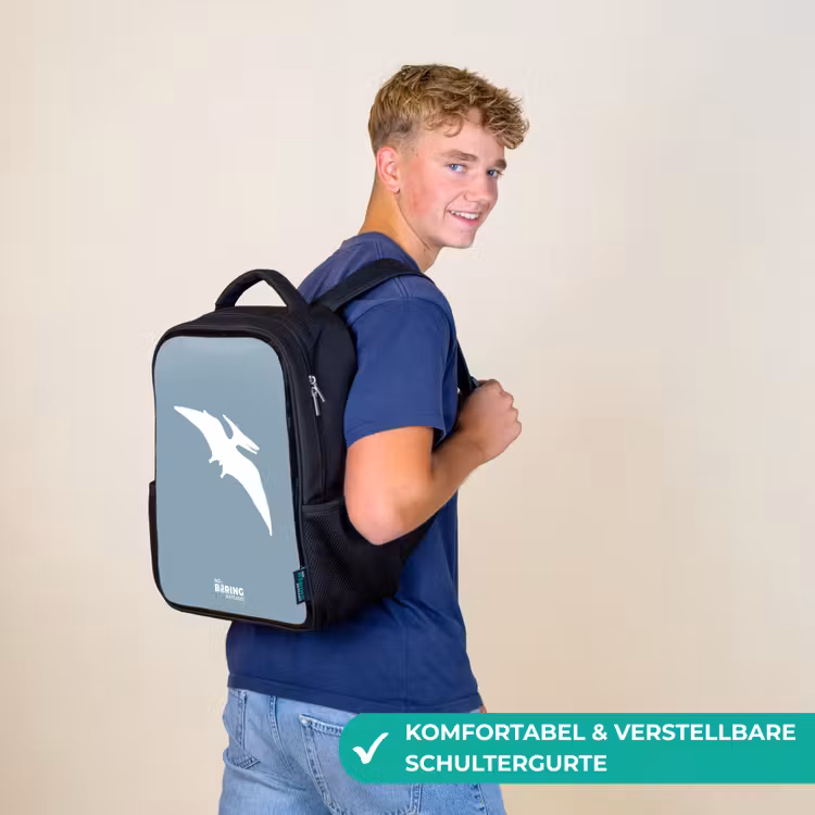 Kinderrucksack - Schwarz - Blau mit Pteranodon-Dino — 9