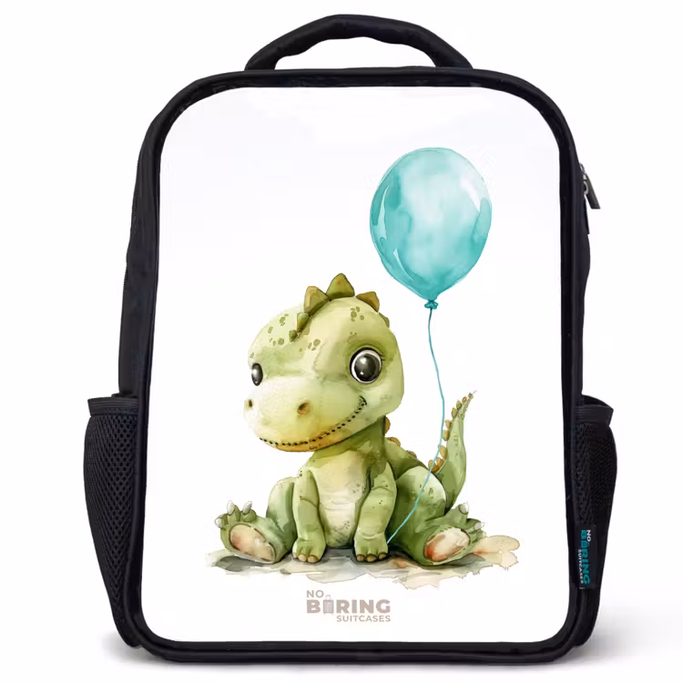 Kinderrucksack - Schwarz - Dino mit blauem Ballon — 1