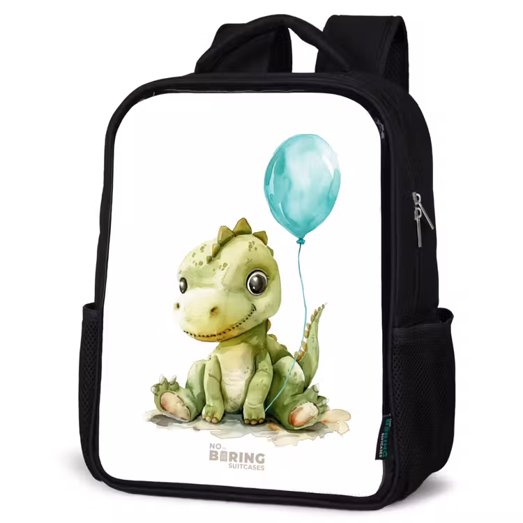 Kinderrucksack - Schwarz - Dino mit blauem Ballon — 4