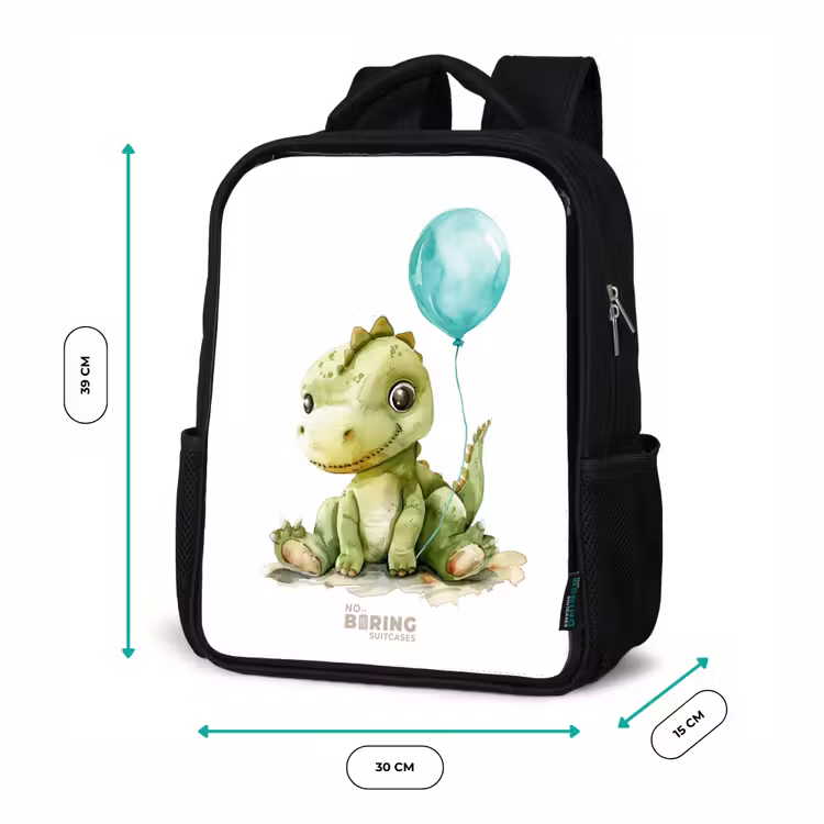 Kinderrucksack - Schwarz - Dino mit blauem Ballon — 6