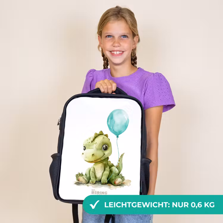 Kinderrucksack - Schwarz - Dino mit blauem Ballon — 7