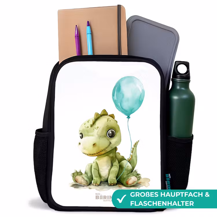 Kinderrucksack - Schwarz - Dino mit blauem Ballon — 8
