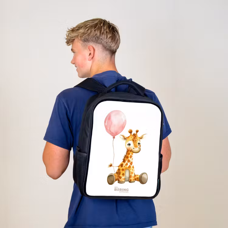 Kinderrucksack - Schwarz - Giraffe mit rosa Luftballon — 3