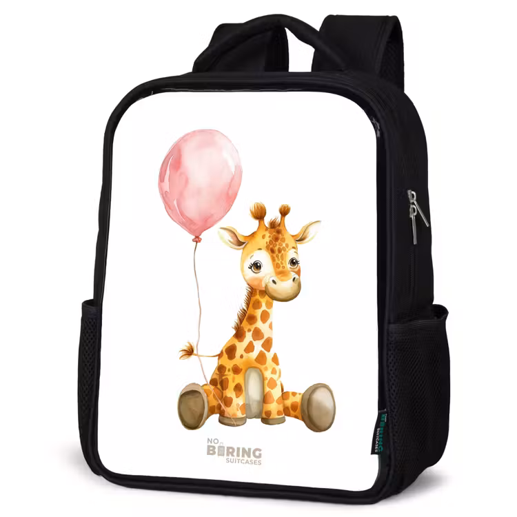 Kinderrucksack - Schwarz - Giraffe mit rosa Luftballon — 4