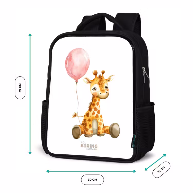 Kinderrucksack - Schwarz - Giraffe mit rosa Luftballon — 6