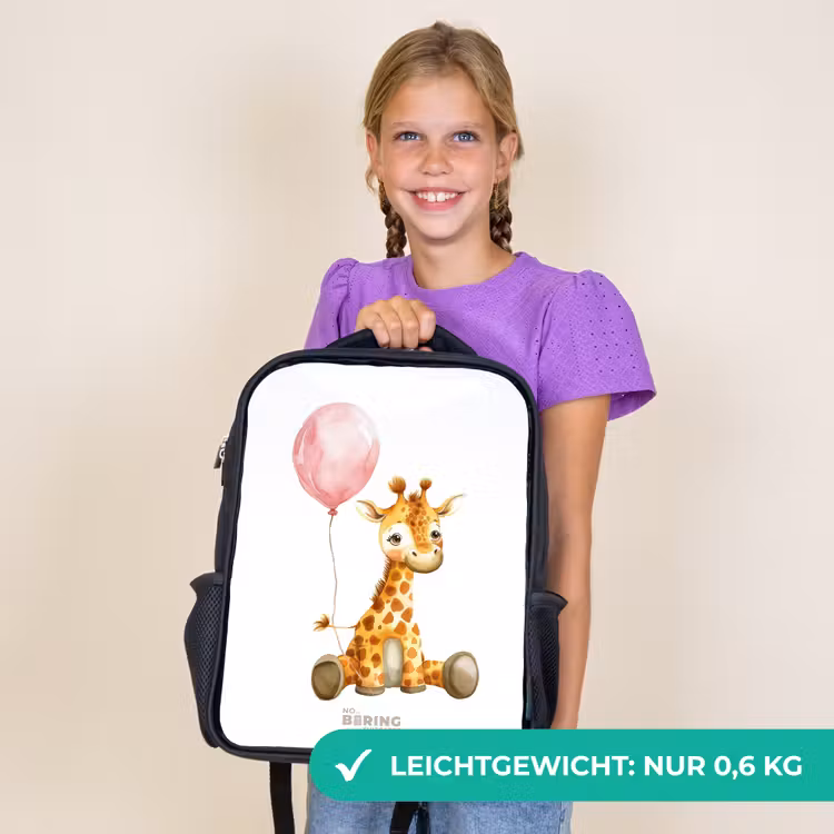 Kinderrucksack - Schwarz - Giraffe mit rosa Luftballon — 7
