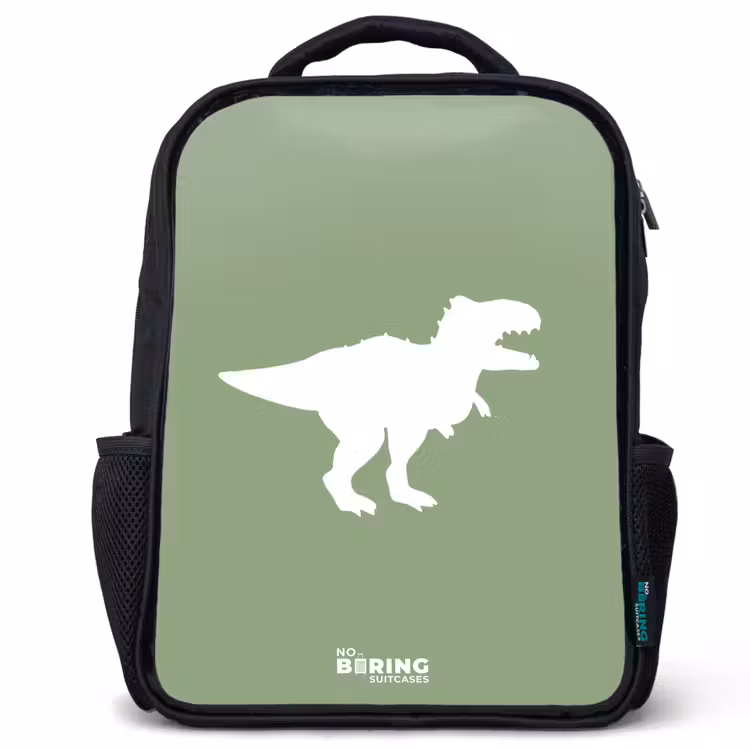 Kinderrucksack - Schwarz - Grün mit T-Rex-Dino — 1