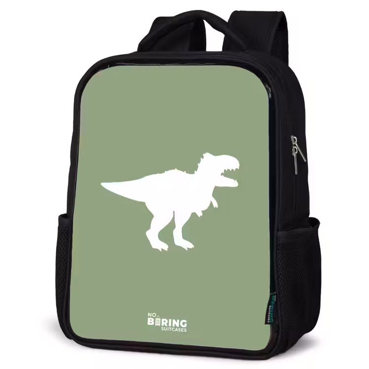 Kinderrucksack - Schwarz - Grün mit T-Rex-Dino — 4