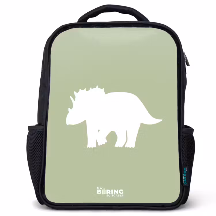Kinderrucksack - Schwarz - Grün mit Triceratops-Dino — 1