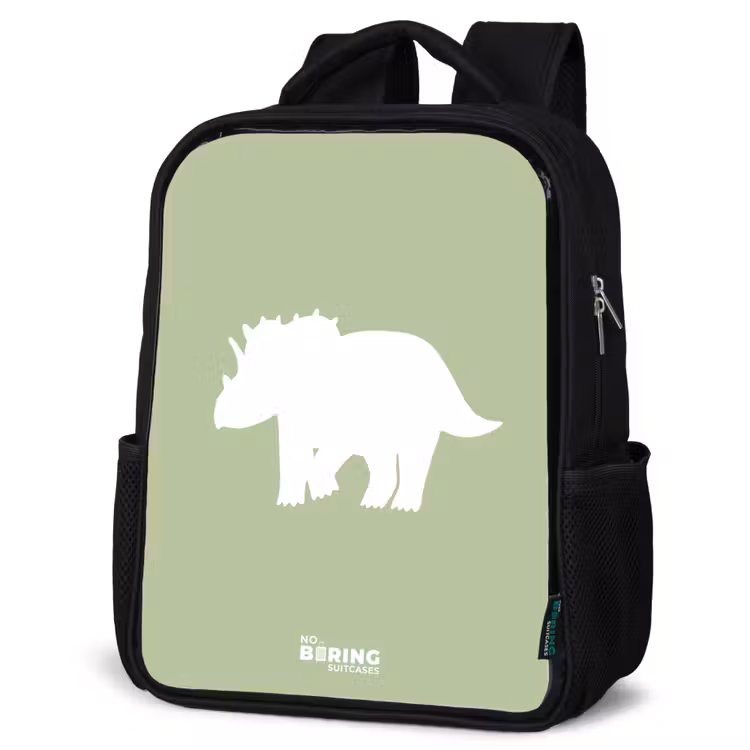 Kinderrucksack - Schwarz - Grün mit Triceratops-Dino — 4