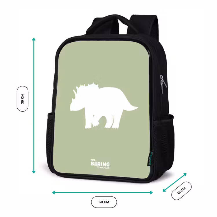 Kinderrucksack - Schwarz - Grün mit Triceratops-Dino — 6