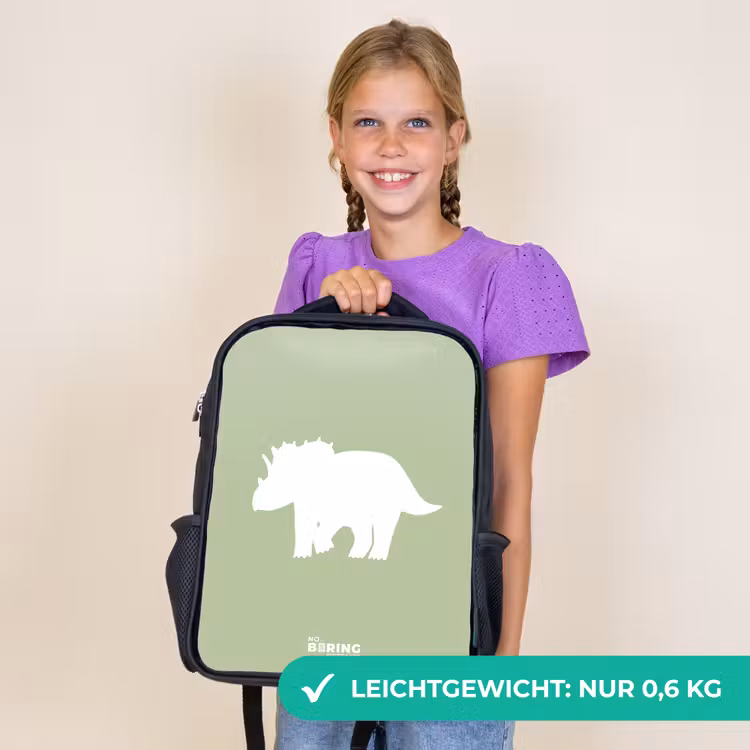 Kinderrucksack - Schwarz - Grün mit Triceratops-Dino — 7