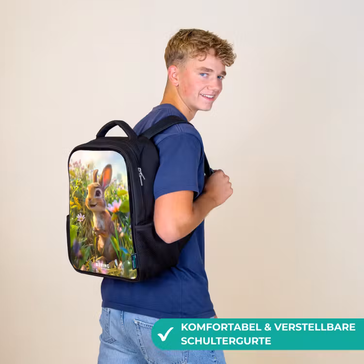 Kinderrucksack - Schwarz - Kleines Kaninchen — 9
