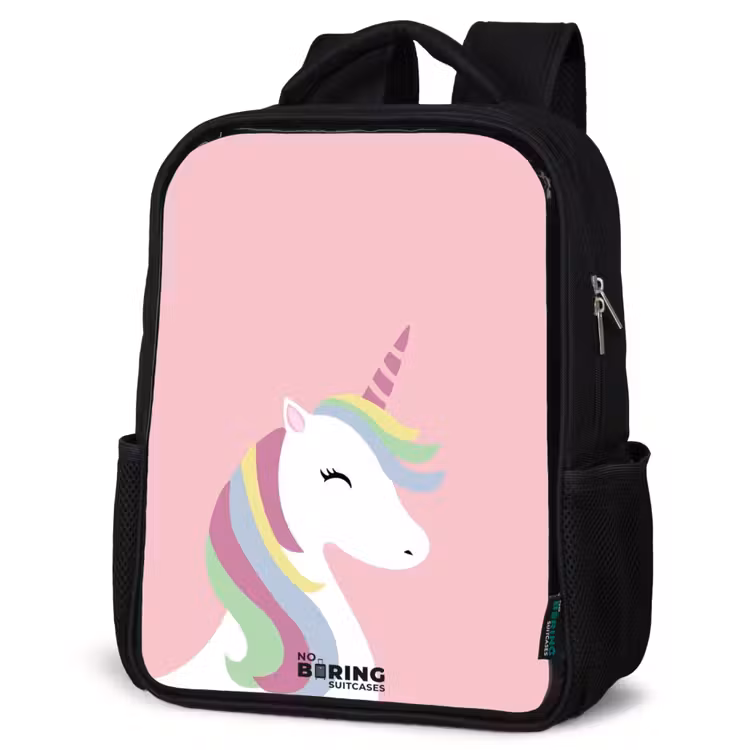 Kinderrucksack - Schwarz - Cartoon Einhorn mit Regenbogenmähne — 4