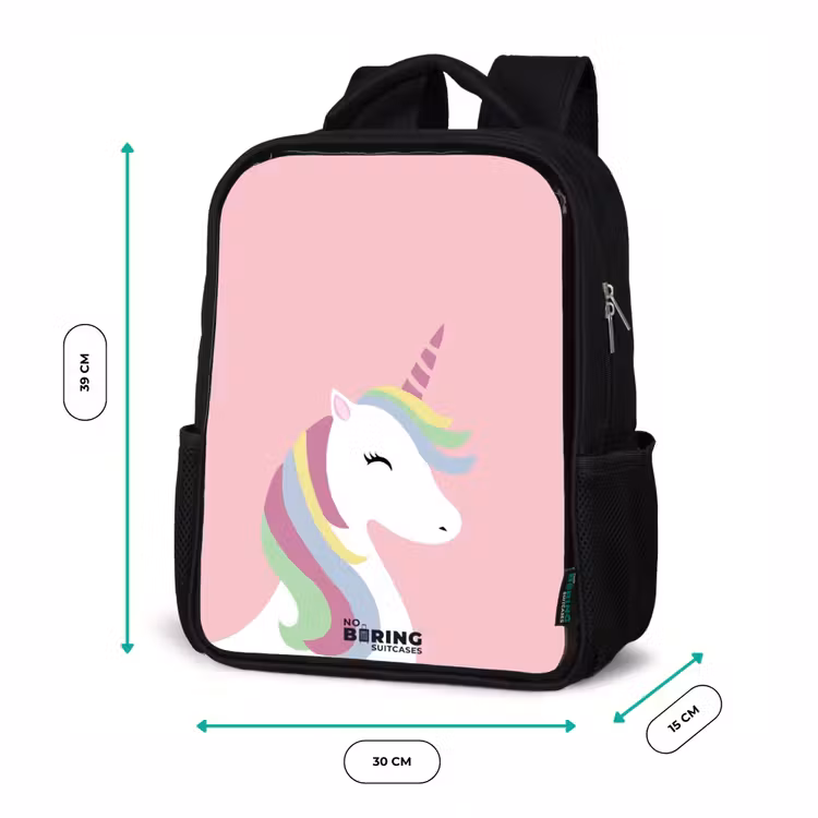Kinderrucksack - Schwarz - Cartoon Einhorn mit Regenbogenmähne — 6
