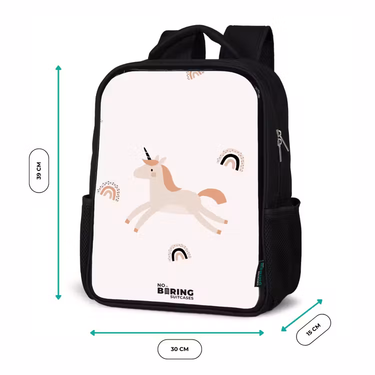 Kinderrucksack - Schwarz - Einhorn mit orangefarbener Mähne — 6