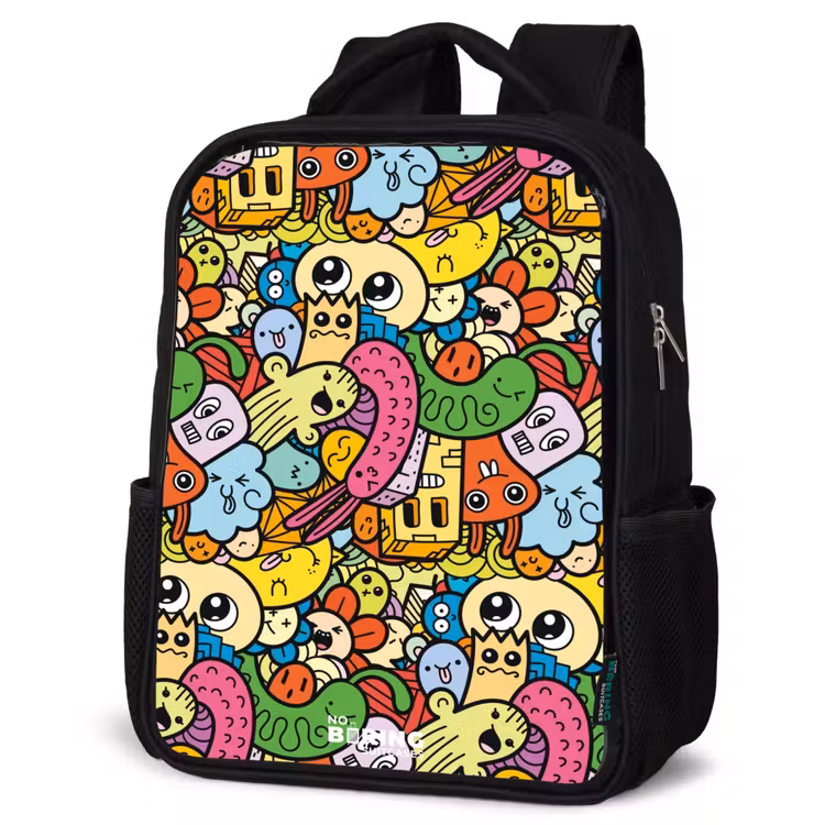 Kinderrucksack - Schwarz - Fantasietiere, die lachen und bunt sind — 4