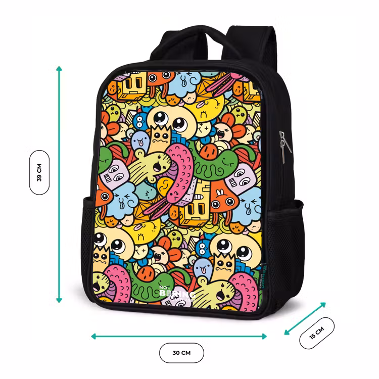 Kinderrucksack - Schwarz - Fantasietiere, die lachen und bunt sind — 6