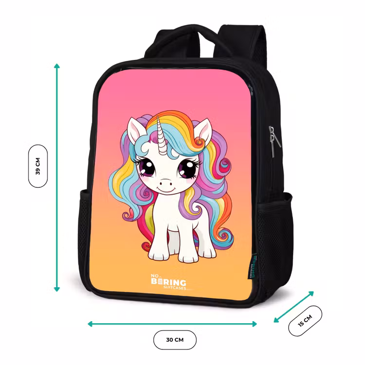 Kinderrucksack - Schwarz - Kleines Einhorn mit Regenbogenfarben — 6