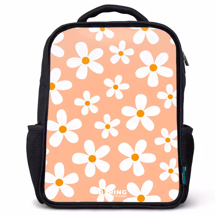 Kinderrucksack - Schwarz - Gänseblümchen Manie Pfirsich — 1