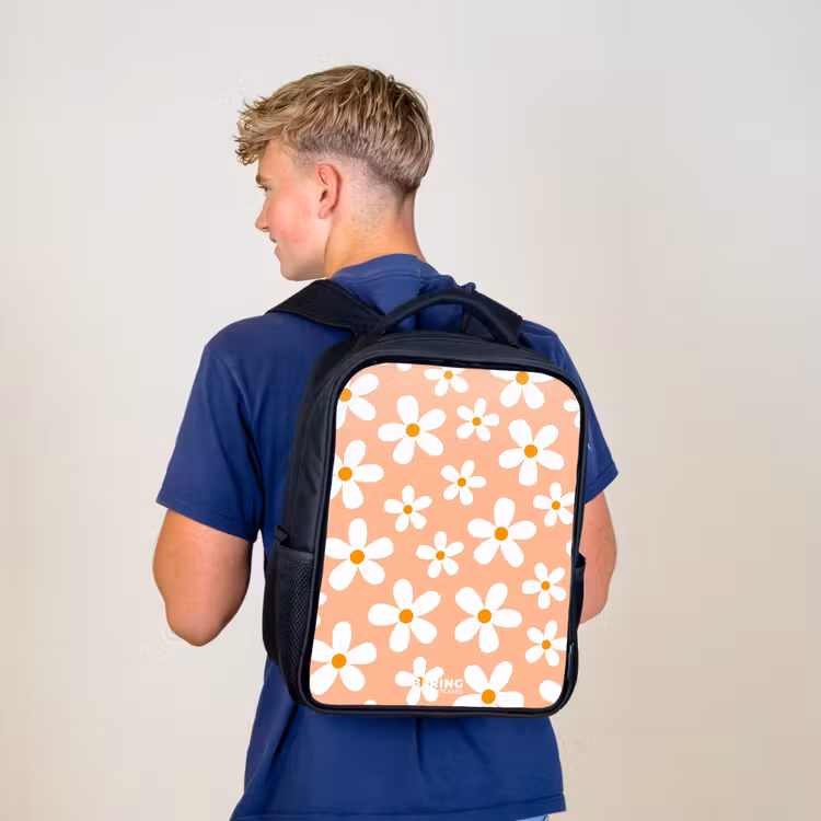 Kinderrucksack - Schwarz - Gänseblümchen Manie Pfirsich — 3