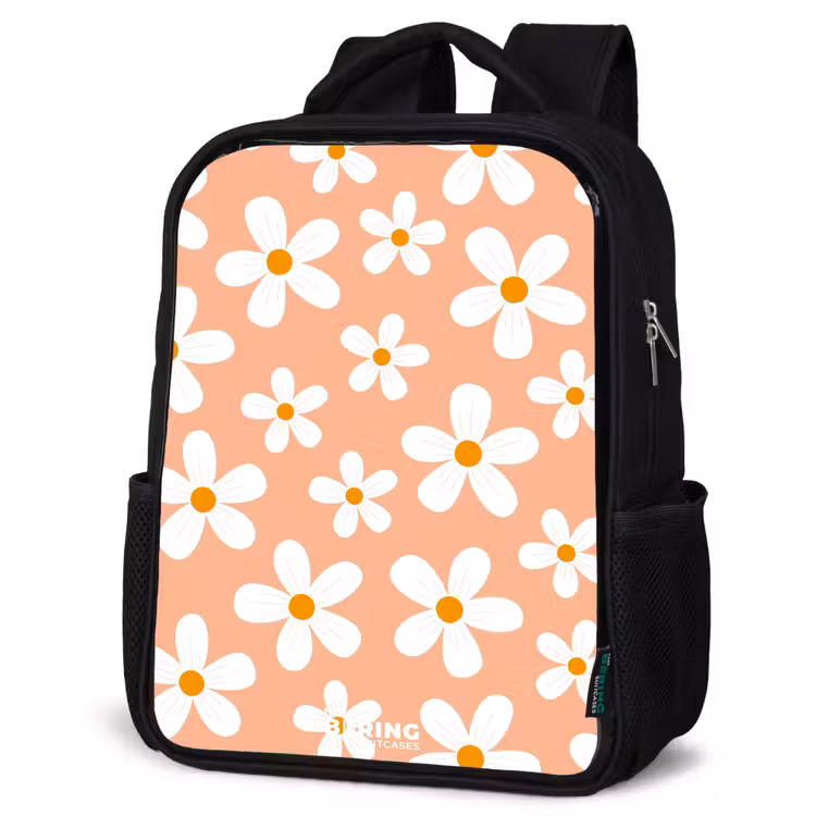 Kinderrucksack - Schwarz - Gänseblümchen Manie Pfirsich — 4