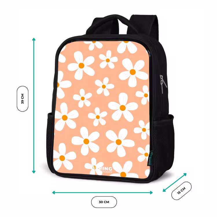 Kinderrucksack - Schwarz - Gänseblümchen Manie Pfirsich — 6